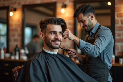 Homme en coiffure dans un salon de barber
